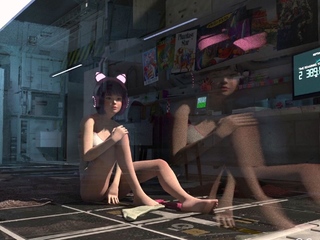 Cute japanese anime catgirl gets fucked on a space station